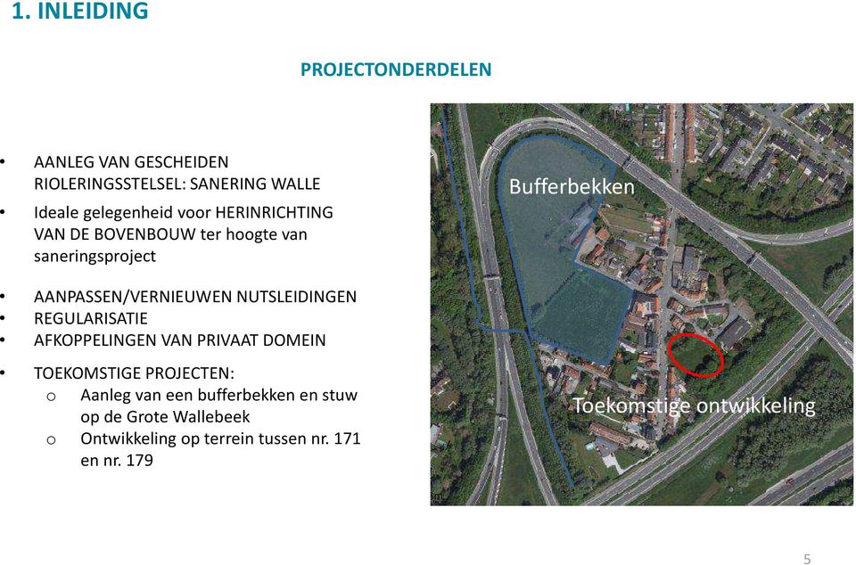 NUTSLEIDINGEN REGULARISATIE AFKOPPELINGEN VAN PRIVAAT DOMEIN TOEKOMSTIGE PROJECTEN: o Aanleg van een