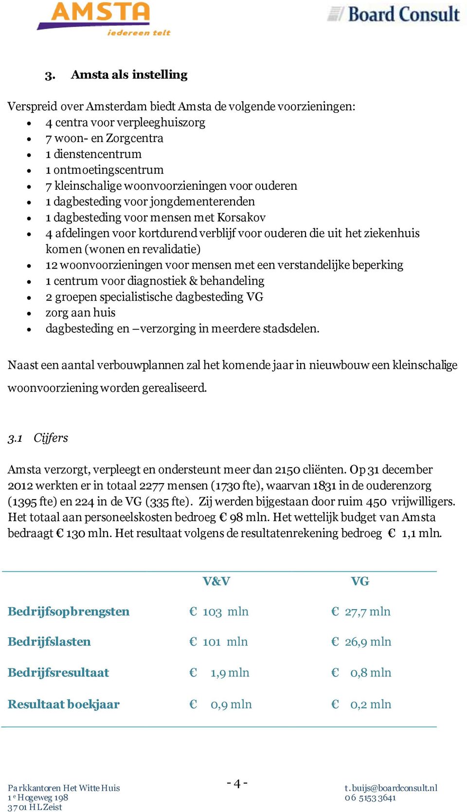 revalidatie) 12 woonvoorzieningen voor mensen met een verstandelijke beperking 1 centrum voor diagnostiek & behandeling 2 groepen specialistische dagbesteding VG zorg aan huis dagbesteding en