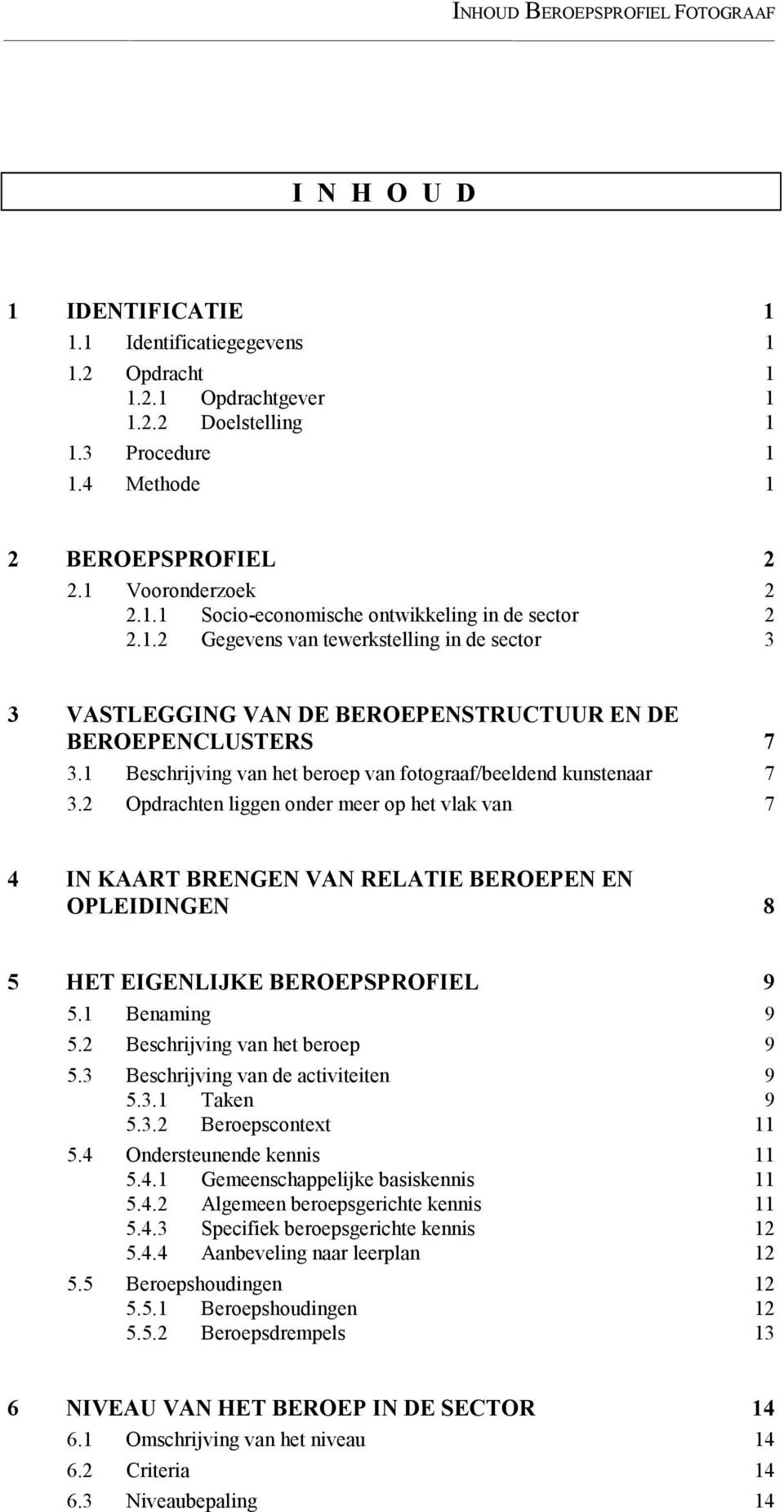 1 Beschrijving van het beroep van fotograaf/beeldend kunstenaar 7 3.