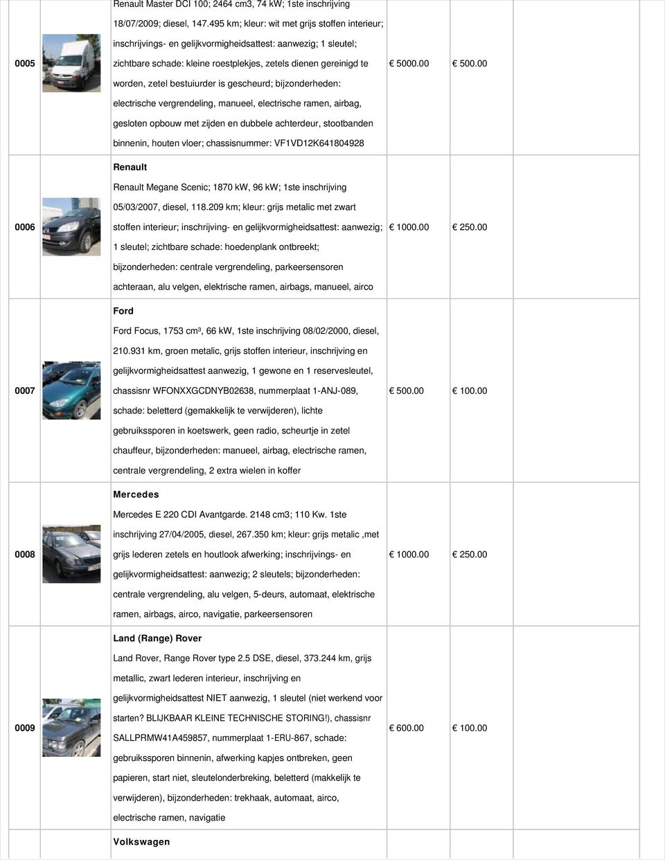 bestuiurder is gescheurd; bijzonderheden: electrische vergrendeling, manueel, electrische ramen, airbag, gesloten opbouw met zijden en dubbele achterdeur, stootbanden binnenin, houten vloer;