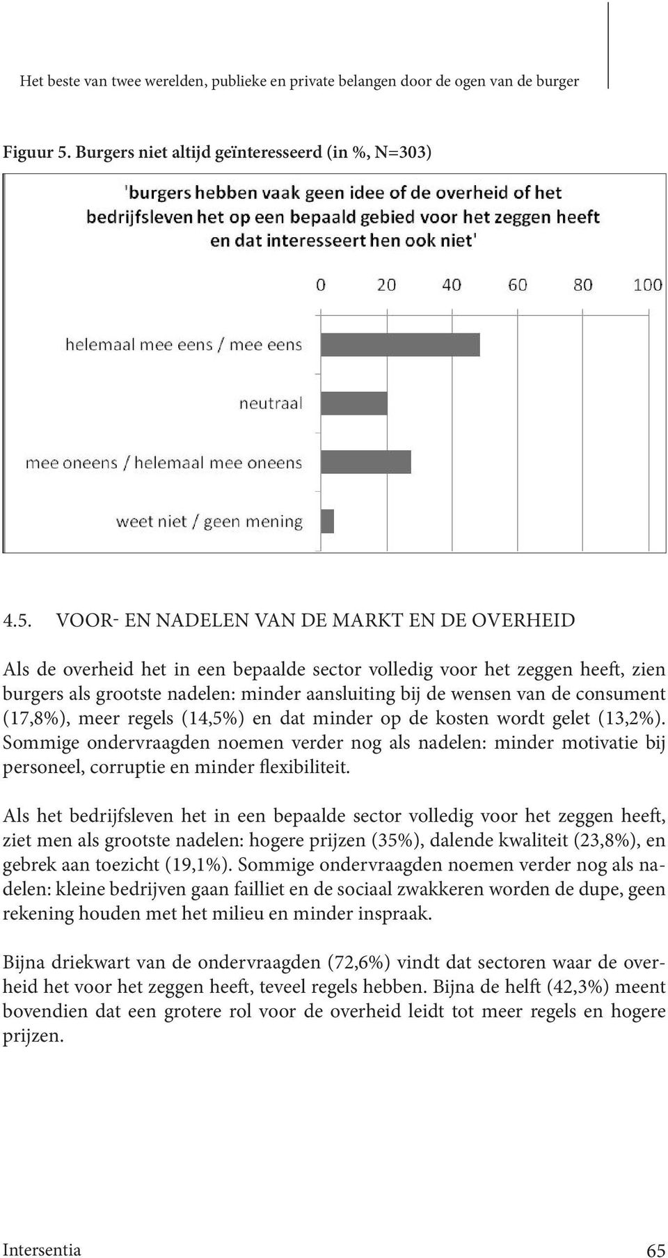 Voor- en nadelen van de markt en de overheid Als de overheid het in een bepaalde sector volledig voor het zeggen heeft, zien burgers als grootste nadelen: minder aansluiting bij de wensen van de