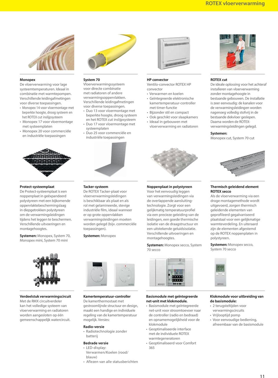 System 70 Vloerverwarmingssysteem voor directe combinatie met radiatoren of andere verwarmingsoppervlakken. Verschillende leidingafmetingen voor diverse toepassingen.