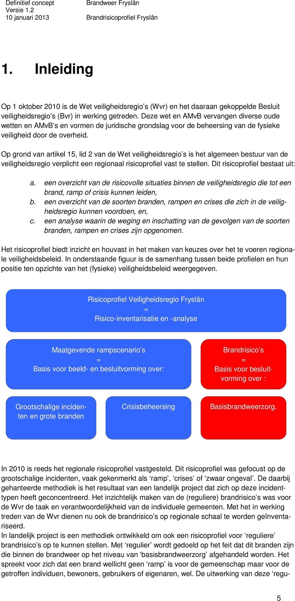 Op grond van artikel 15, lid 2 van de Wet veiligheidsregio s is het algemeen bestuur van de veiligheidsregio verplicht een regionaal risicoprofiel vast te stellen. Dit risicoprofiel bestaat uit: a.