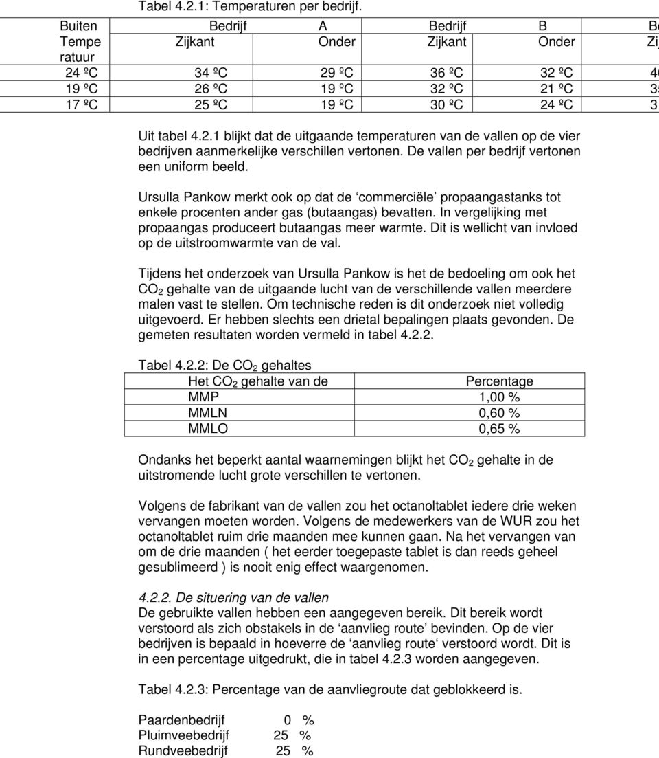 De vallen per bedrijf vertonen een uniform beeld. Ursulla Pankow merkt ook op dat de commerciële propaangastanks tot enkele procenten ander gas (butaangas) bevatten.