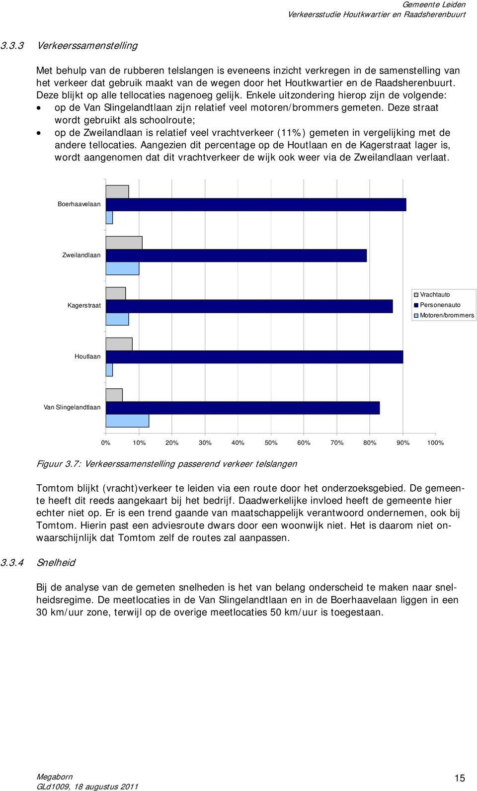 Deze straat wordt gebruikt als schoolroute; op de Zweilandlaan is relatief veel vrachtverkeer (11%) gemeten in vergelijking met de andere tellocaties.