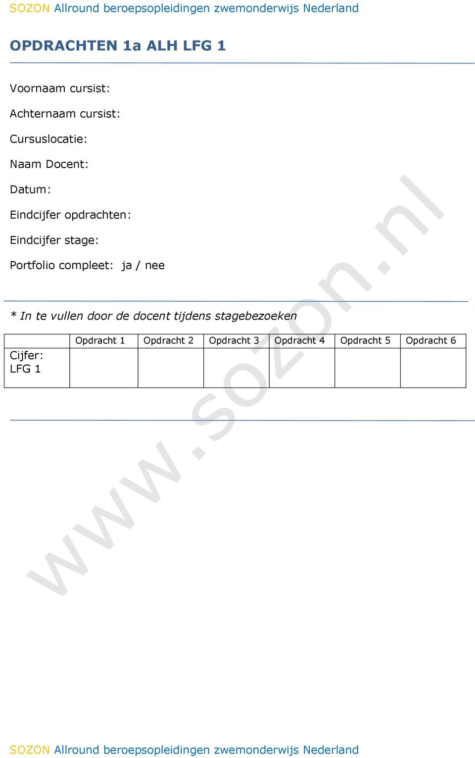 stage: Portfolio compleet: ja / nee * In te vullen door de docent tijdens