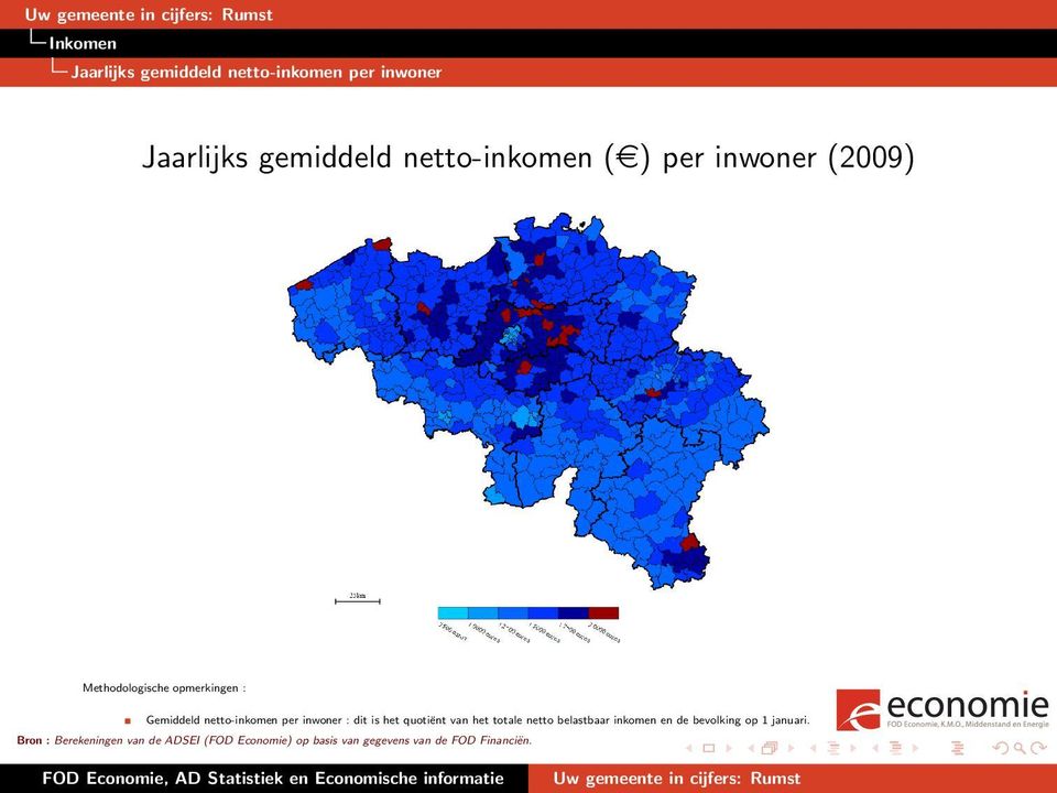 : dit is het quotiënt van het totale netto belastbaar inkomen en de bevolking op 1