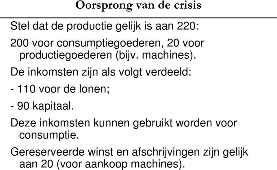 De inkomsten zijn als volgt verdeeld: - 110 voor de lonen; - 90 kapitaal.