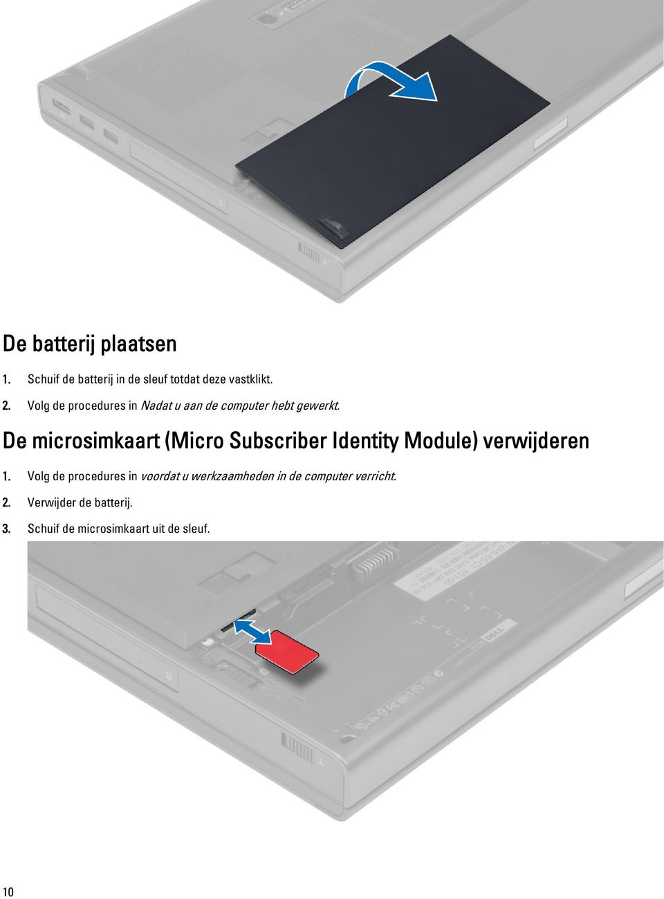 De microsimkaart (Micro Subscriber Identity Module) verwijderen 1.