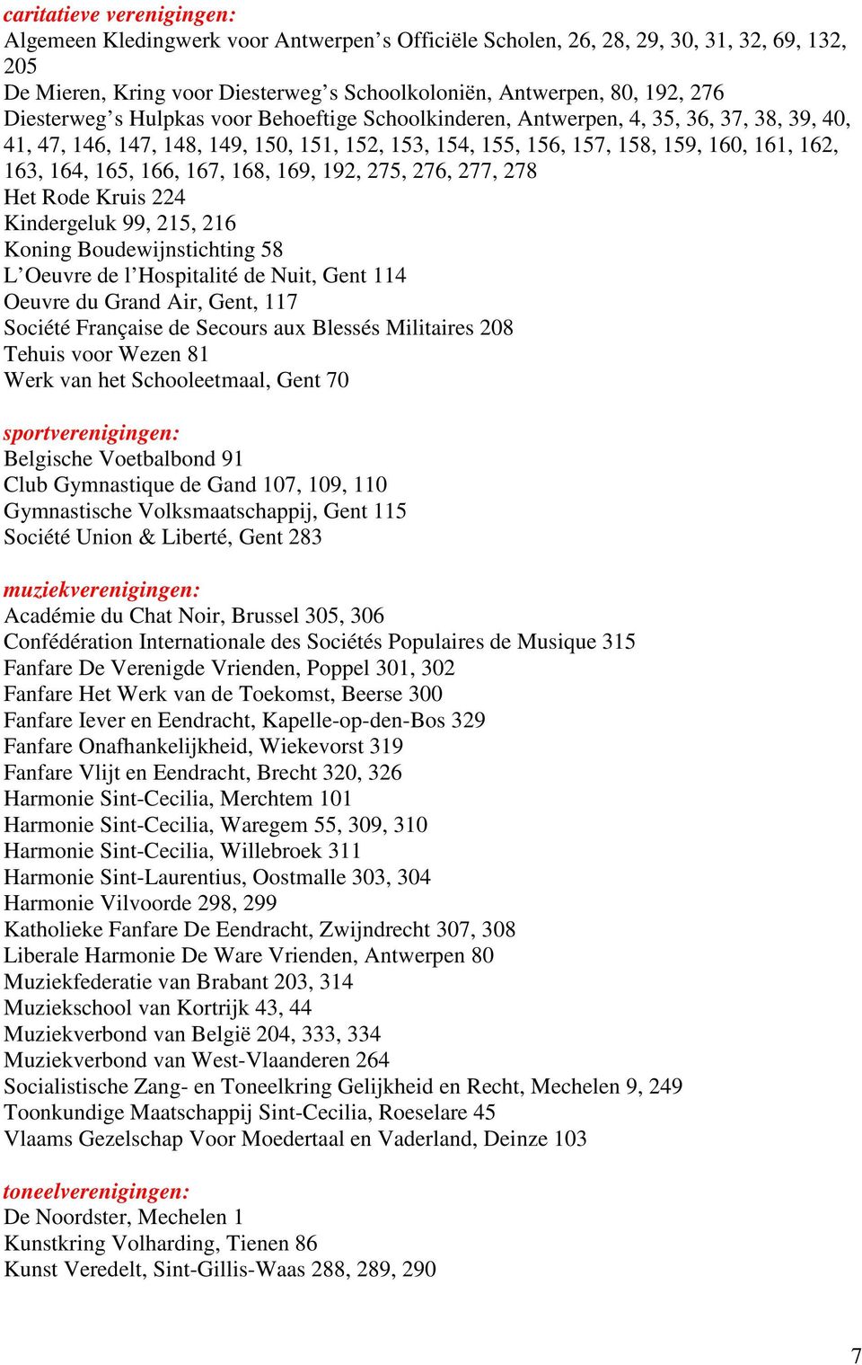 166, 167, 168, 169, 192, 275, 276, 277, 278 Het Rode Kruis 224 Kindergeluk 99, 215, 216 Koning Boudewijnstichting 58 L Oeuvre de l Hospitalité de Nuit, Gent 114 Oeuvre du Grand Air, Gent, 117 Société