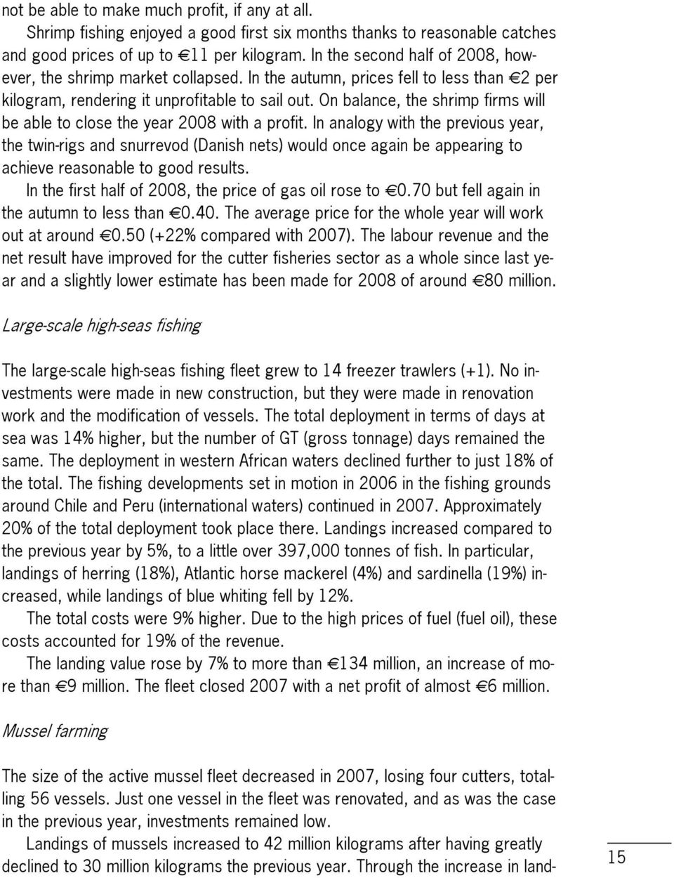 On balance, the shrimp firms will be able to close the year 2008 with a profit.