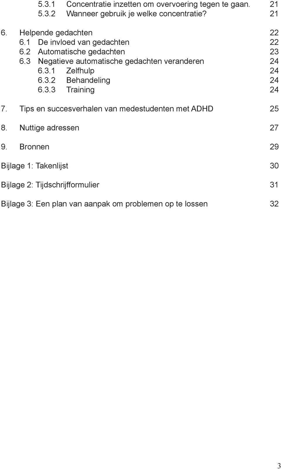 veranderen 24 631 Zelfhulp 24 632 Behandeling 24 633 Training 24 7 Tips en succesverhalen van medestudenten met ADHD 25 8