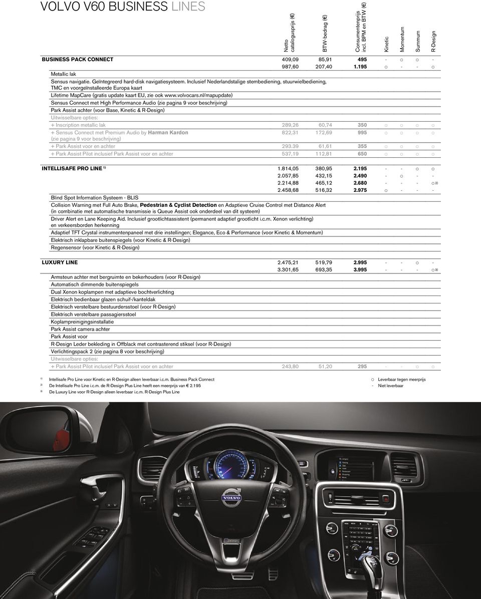 Inclusief Nederlandstalige stembediening, stuurwielbediening, TMC en voorgeïnstalleerde Europa kaart Lifetime MapCare (gratis update kaart EU, zie ook www.volvocars.