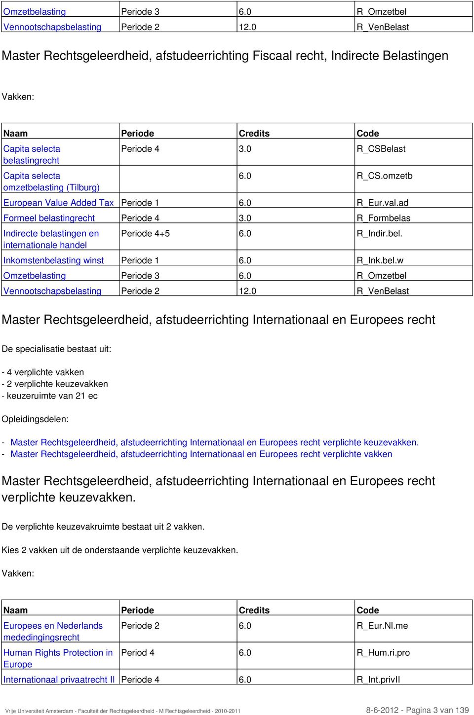 Periode 4 3.0 R_CSBelast 6.0 R_CS.omzetb European Value Added Tax Periode 1 6.0 R_Eur.val.ad Formeel belastingrecht Periode 4 3.