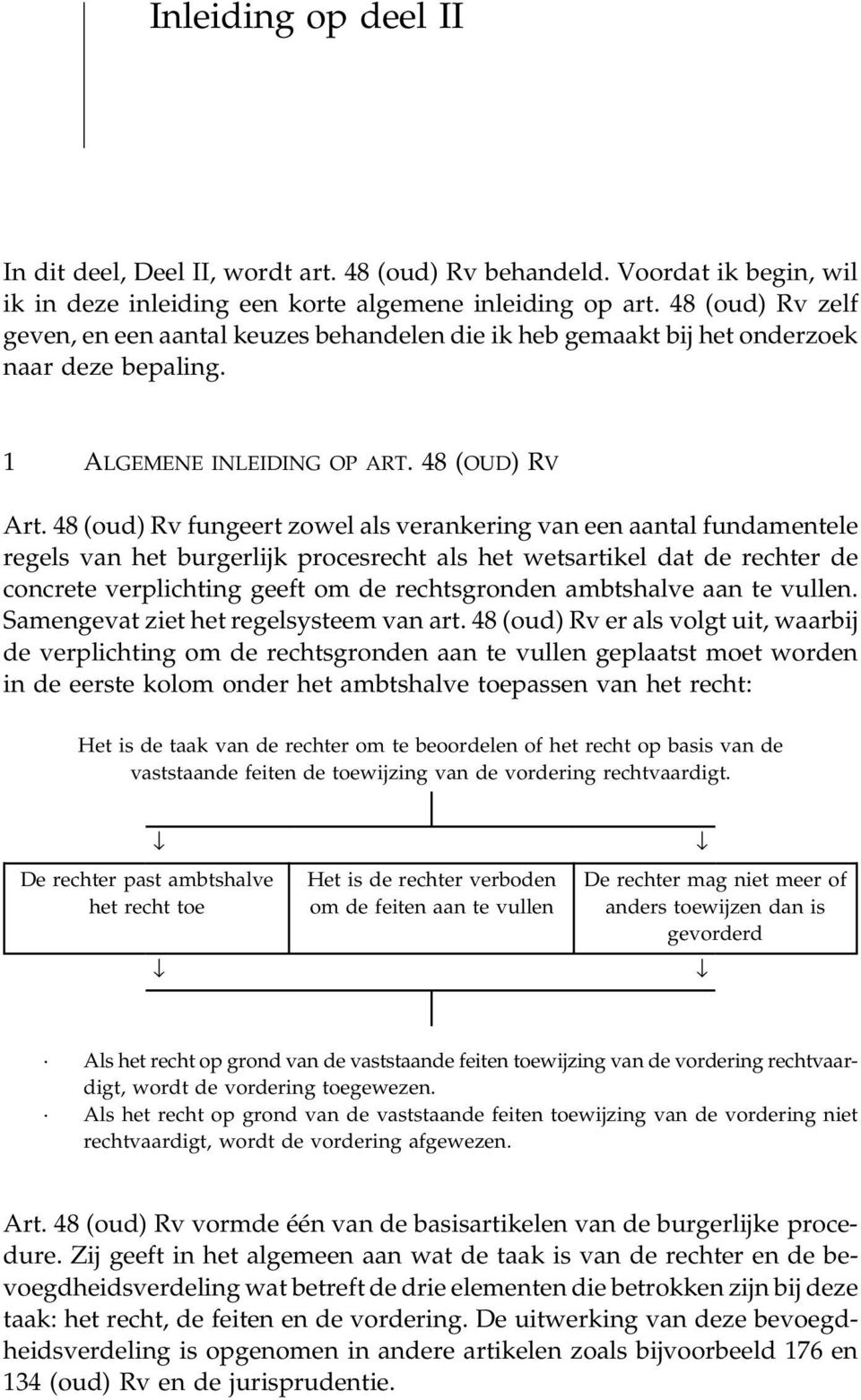 48 (oud) Rv fungeert zowel als verankering van een aantal fundamentele regels van het burgerlijk procesrecht als het wetsartikel dat de rechter de concrete verplichting geeft om de rechtsgronden