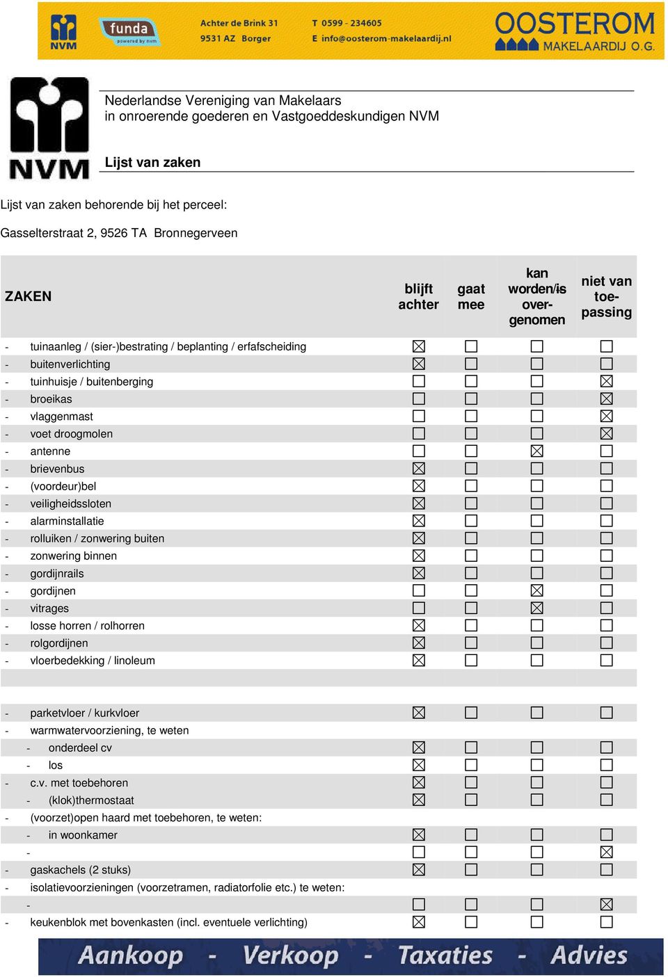 droogmolen antenne brievenbus (voordeur)bel veiligheidssloten alarminstallatie rolluiken / zonwering buiten zonwering binnen gordijnrails gordijnen vitrages losse horren / rolhorren rolgordijnen