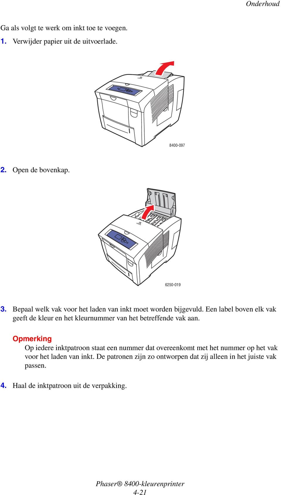 Een label boven elk vak geeft de kleur en het kleurnummer van het betreffende vak aan.