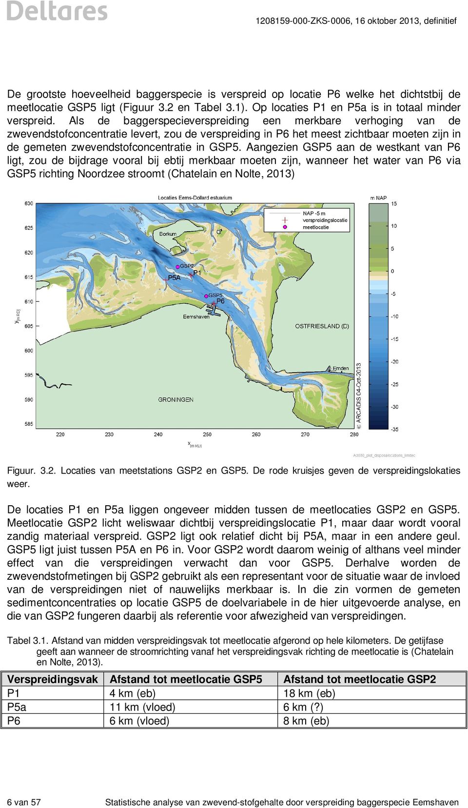 Aangezien GSP5 aan de westkant van P6 ligt, zou de bijdrage vooral bij ebtij merkbaar moeten zijn, wanneer het water van P6 via GSP5 richting Noordzee stroomt (Chatelain en Nolte, 20