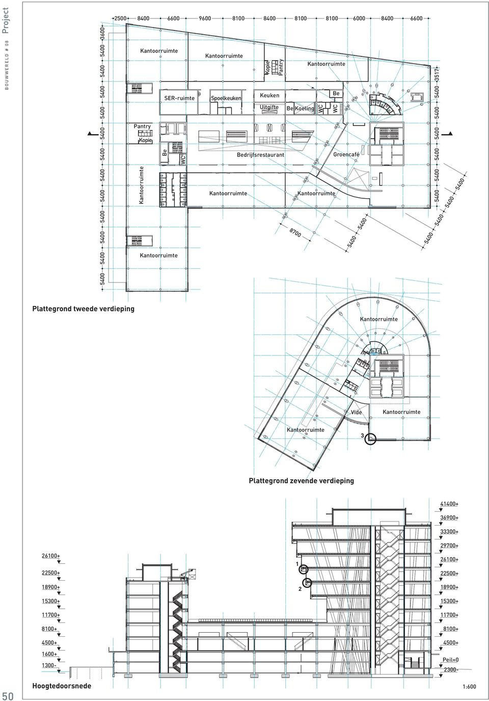 5400 5400 5400 3517 5400 5400 5400 5400 5400 5400 Plattegrond tweede verdieping Vide 3 Plattegrond zevende verdieping 41400+ 36900+ 33300+