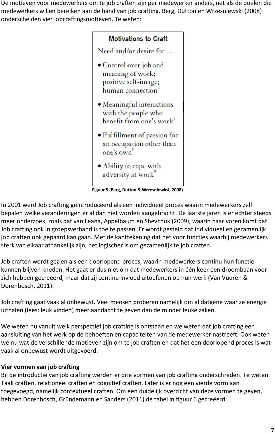 Te weten: Figuur 5 (Berg, Dutton & Wrzesniewksi, 2008) In 2001 werd Job crafting geïntroduceerd als een individueel proces waarin medewerkers zelf bepalen welke veranderingen er al dan niet worden