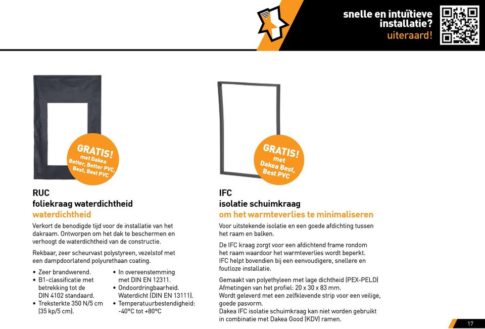 Ontworpen om het dak te beschermen en verhoogt de waterdichtheid van de constructie. Rekbaar, zeer scheurvast polystyreen, vezelstof met een dampdoorlatend polyurethaan coating. Zeer brandwerend.