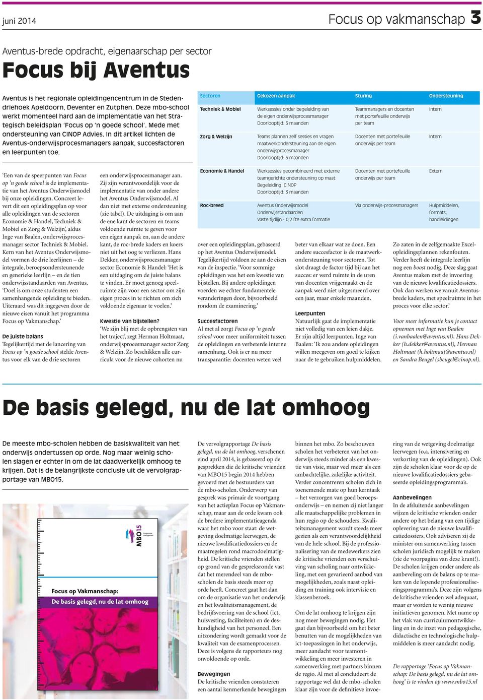 In dit artikel licht de Avtus-onderwijsprocesmanagers aanpak, succesfactor leerpunt toe.