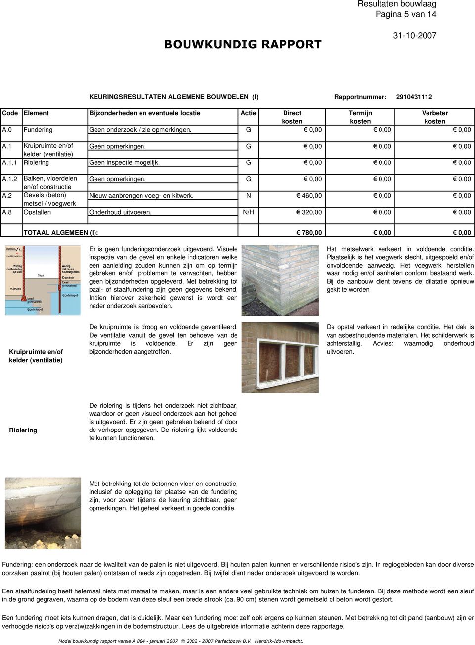 G 0,00 0,00 0,00 en/of constructie A.2 Gevels (beton) Nieuw aanbrengen voeg- en kitwerk. N 460,00 0,00 0,00 metsel / voegwerk A.8 Opstallen Onderhoud uitvoeren.