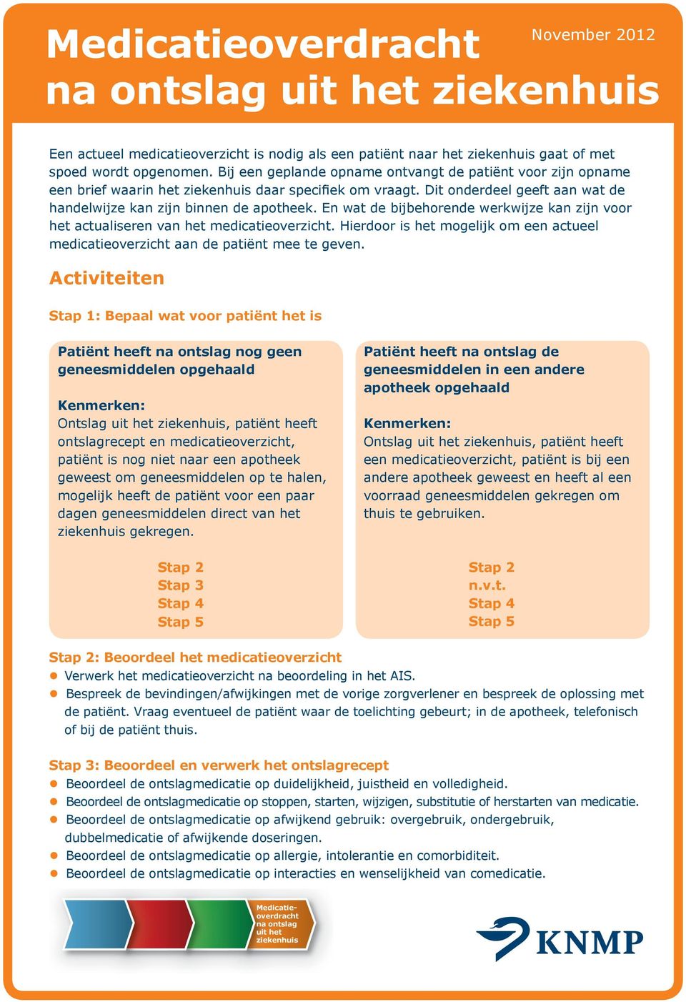 En wat de bijbehorende werkwijze kan zijn voor het actualiseren van het medicatieoverzicht. Hierdoor is het mogelijk om een actueel medicatieoverzicht aan de patiënt mee te geven.