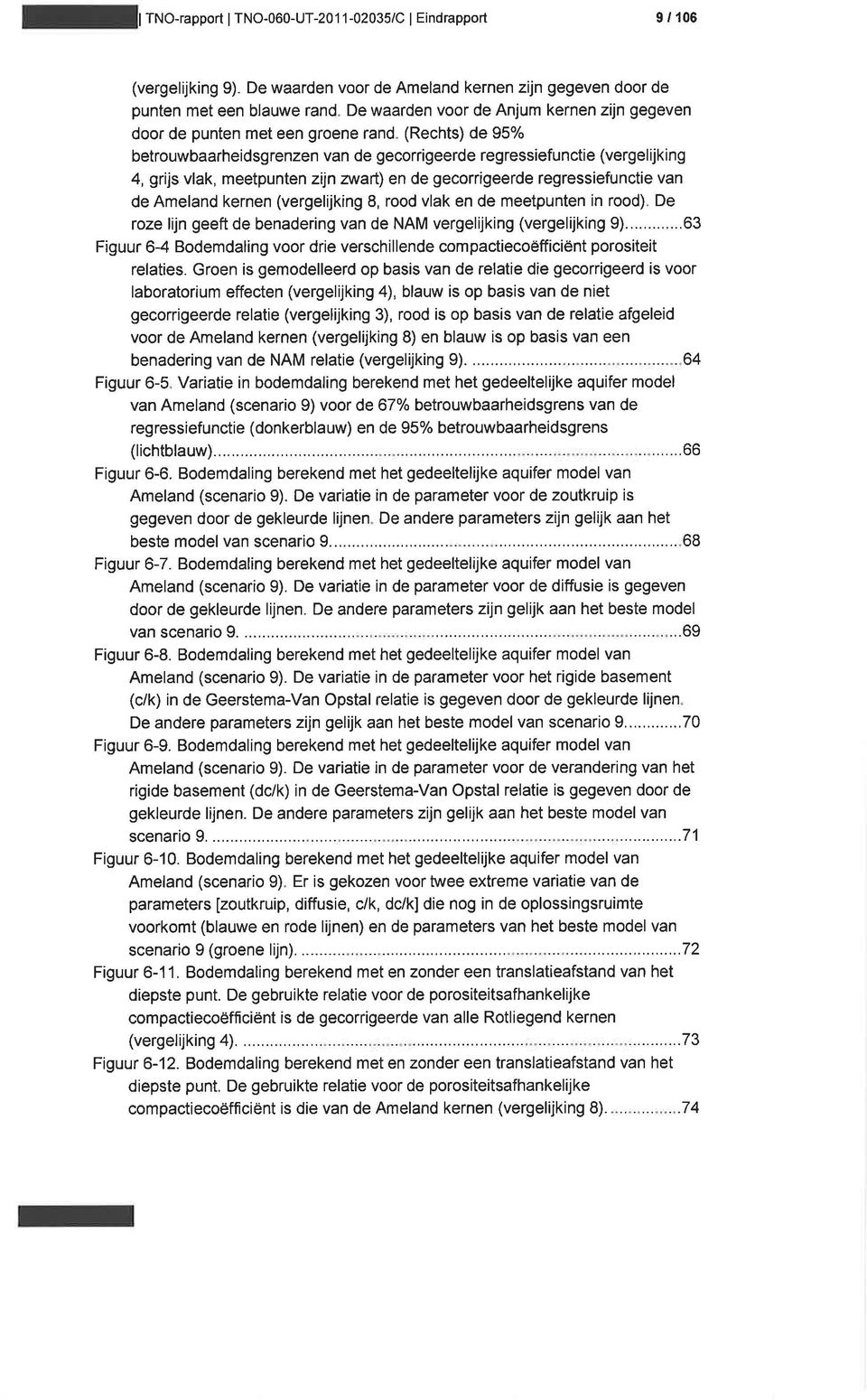 betrouwbaarheidsgrenzen van de gecorrigeerde regressiefunctie (vergelijking 4, grijs vlak, meetpunten zijn zwart) en de gecorrigeerde regressiefunctie van de Ameland kernen (vergelijking 8, rood vlak