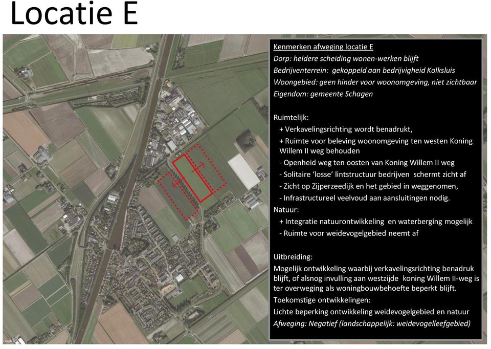 II weg - Solitaire losse lintstructuur bedrijven schermt zicht af - Zicht op Zijperzeedijk en het gebied in weggenomen, - Infrastructureel veelvoud aan aansluitingen nodig.