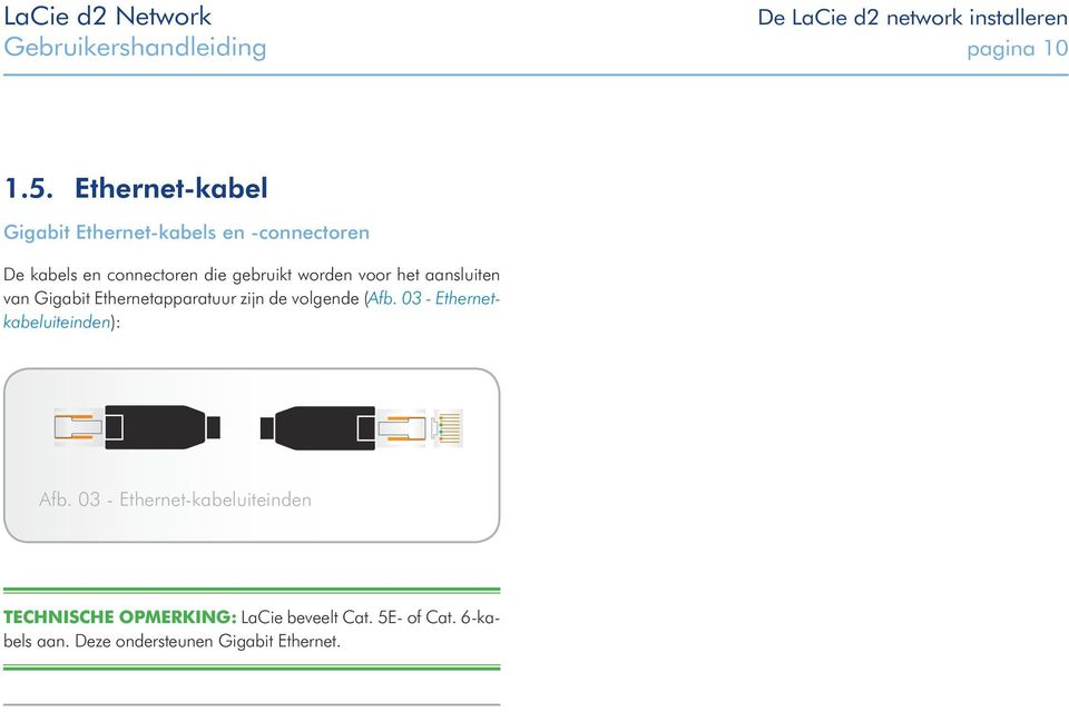 voor het aansluiten van Gigabit Ethernetapparatuur zijn de volgende (Afb.