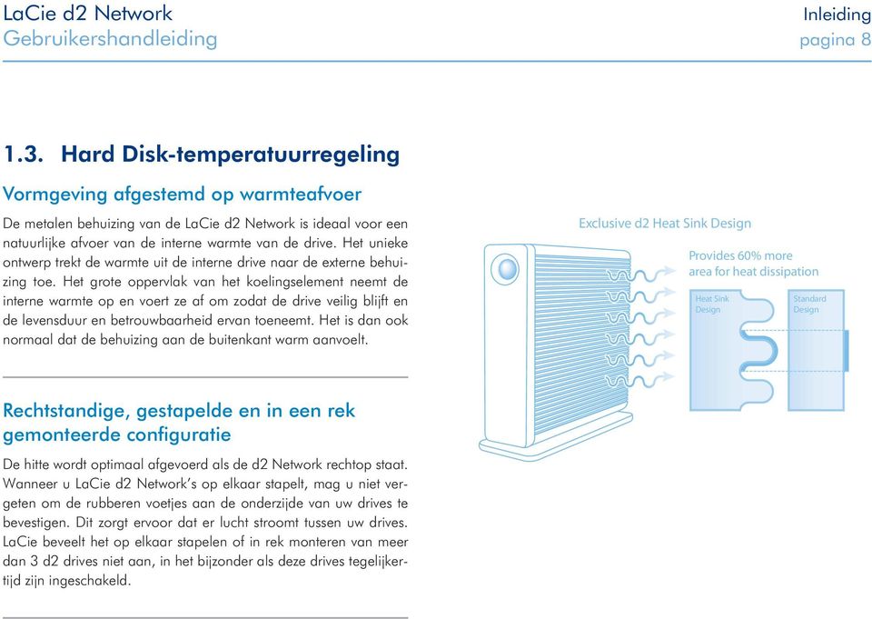 Het unieke ontwerp trekt de warmte uit de interne drive naar de externe behuizing toe.