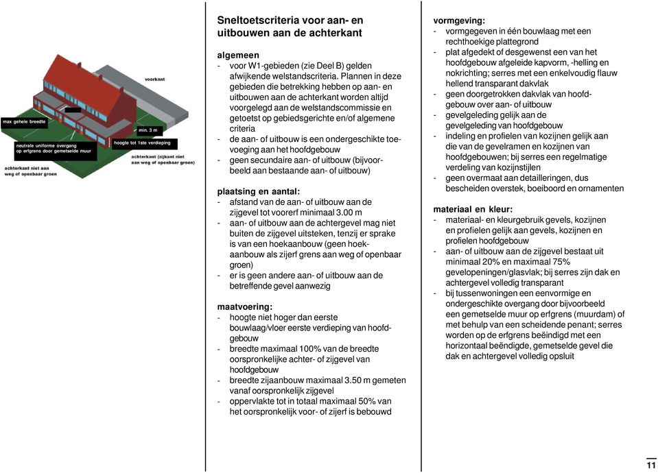 Plannen in deze gebieden die betrekking hebben op aan- en uitbouwen aan de achterkant worden altijd voorgelegd aan de welstandscommissie en getoetst op gebiedsgerichte en/of algemene criteria - de