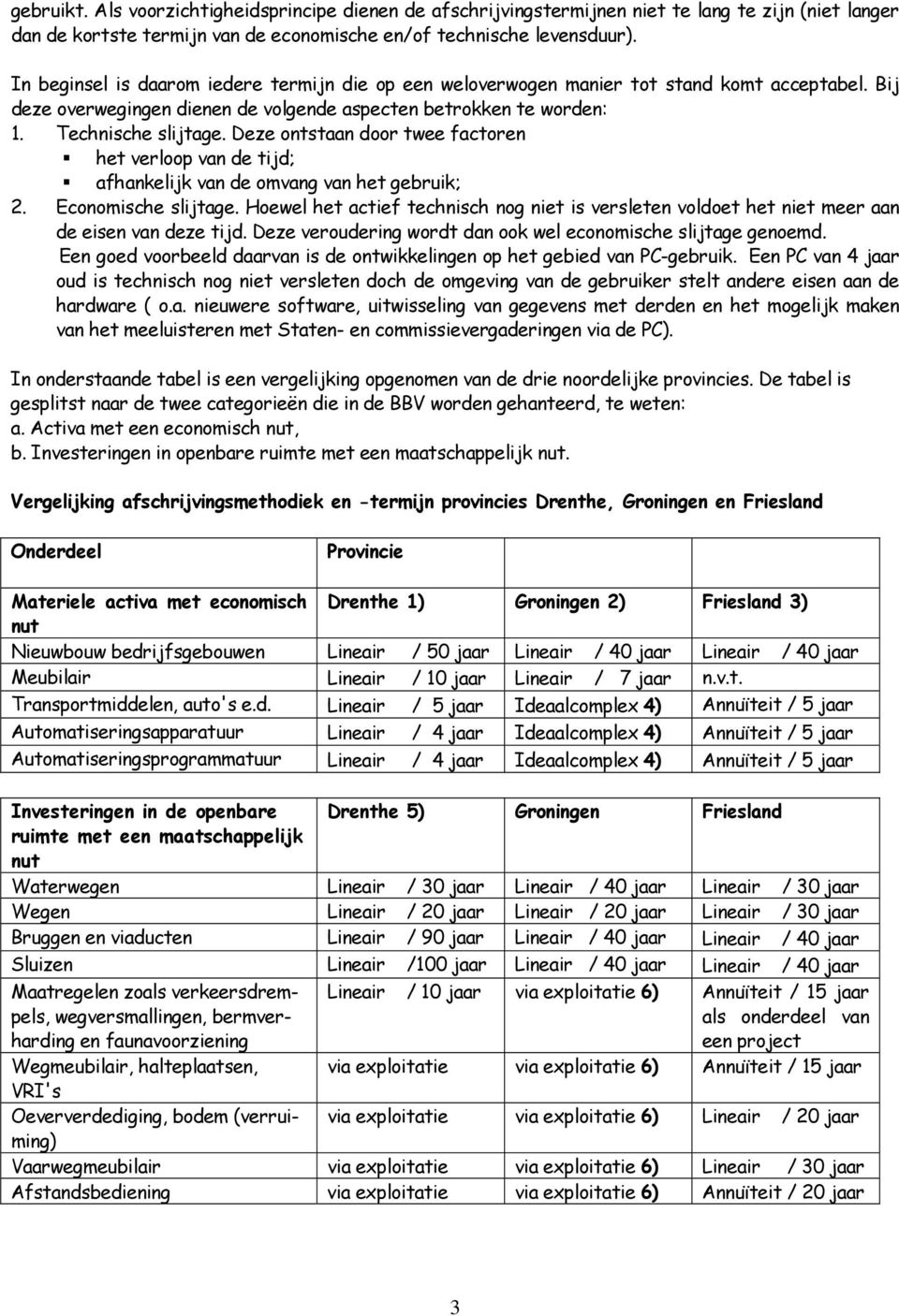 Deze ontstaan door twee factoren het verloop van de tijd; afhankelijk van de omvang van het gebruik; 2. Economische slijtage.