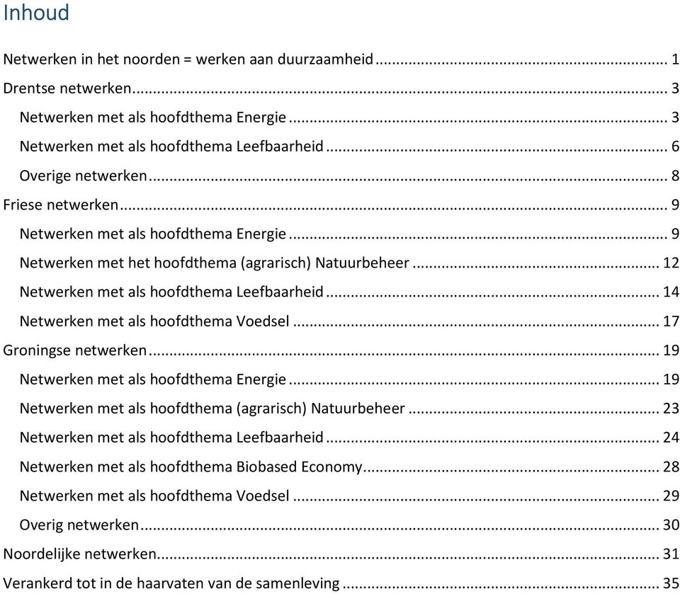 .. 14 Netwerken met als hoofdthema Voedsel... 17 Groningse netwerken... 19 Netwerken met als hoofdthema Energie... 19 Netwerken met als hoofdthema (agrarisch) Natuurbeheer.