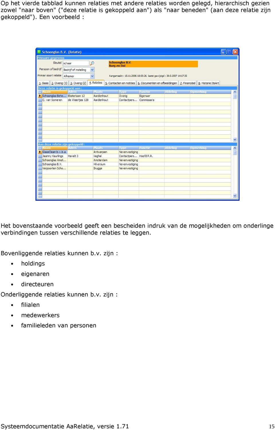 Een voorbeeld : Het bovenstaande voorbeeld geeft een bescheiden indruk van de mogelijkheden om onderlinge verbindingen tussen