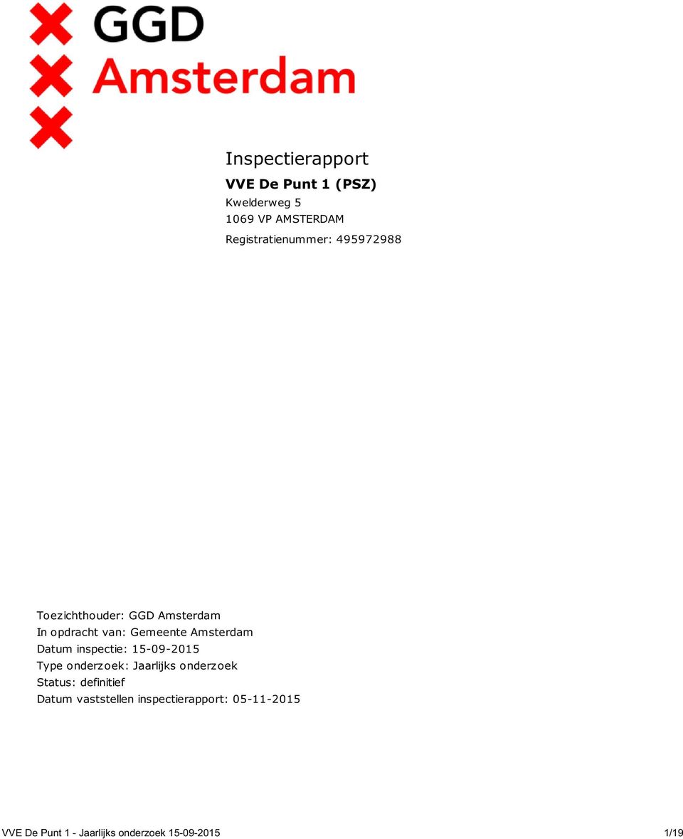 Amsterdam Datum inspectie: 15-09-2015 Type onderzoek: Jaarlijks onderzoek Status: