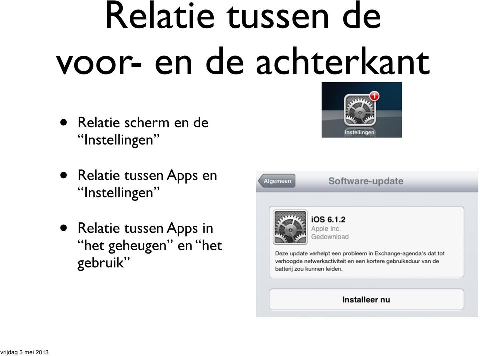 Relatie tussen Apps en Instellingen