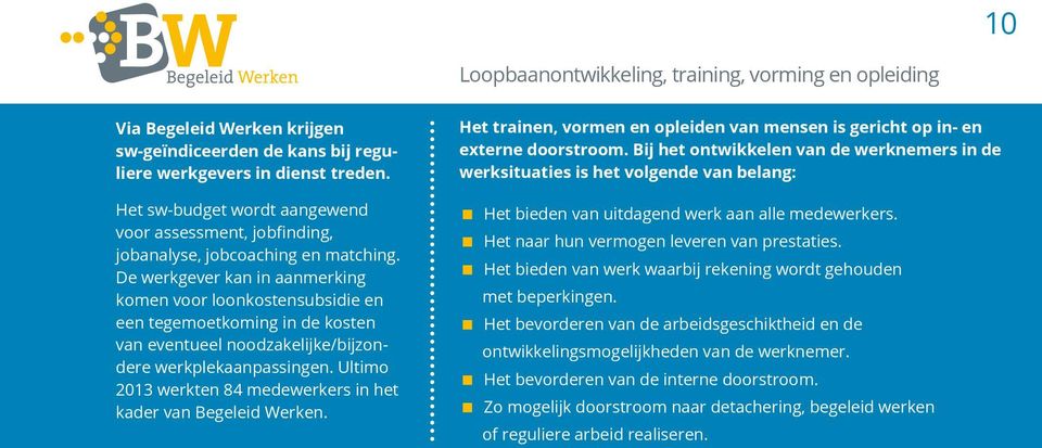 De werkgever kan in aanmerking komen voor loonkostensubsidie en een tegemoetkoming in de kosten van eventueel noodzakelijke/bijzondere werkplekaanpassingen.