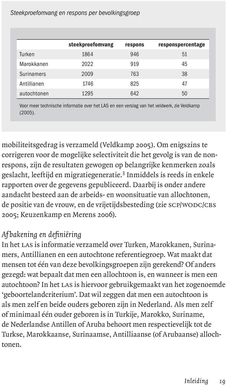 Om enigszins te corrigeren voor de mogelijke selectiviteit die het gevolg is van de nonrespons, zijn de resultaten gewogen op belangrijke kenmerken zoals geslacht, leeftijd en migratiegeneratie.