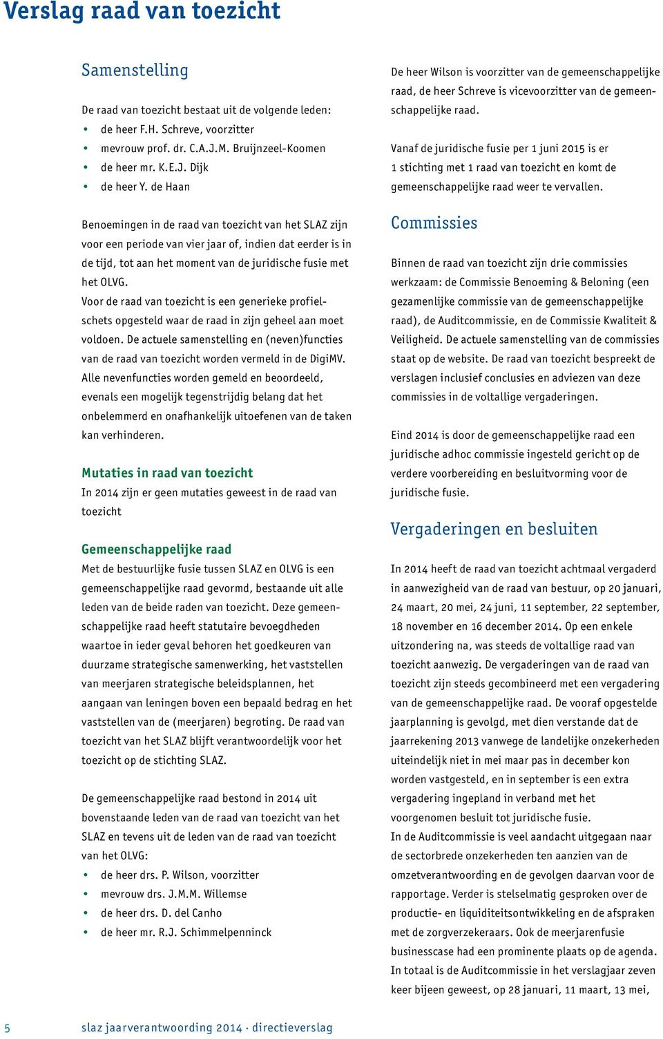 Voor de raad van toezicht is een generieke profielschets opgesteld waar de raad in zijn geheel aan moet voldoen.