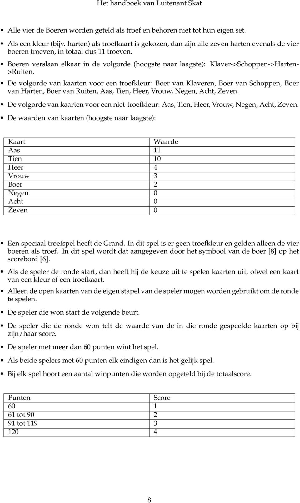 Boeren verslaan elkaar in de volgorde (hoogste naar laagste): Klaver->Schoppen->Harten- >Ruiten.