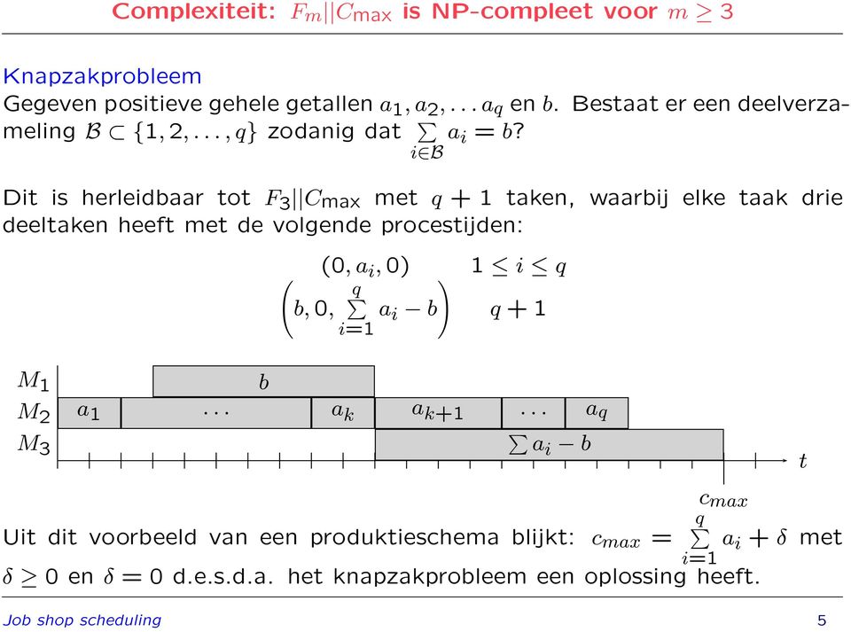 i B Di is herleidbaar o F 3 C max me q + 1 aken, waarbij elke aak drie deelaken heef me de volgende procesijden: ( b,0, (0, a i,0) 1 i