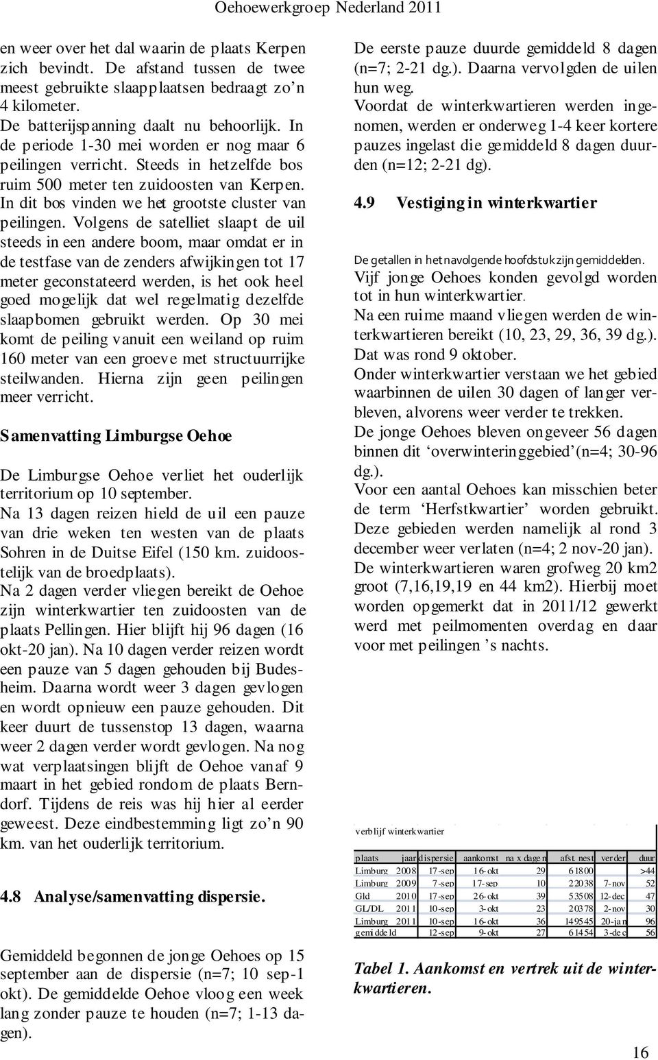 Volgens de satelliet slaapt de uil steeds in een andere boom, maar omdat er in de testfase van de zenders afwijkingen tot 17 meter geconstateerd werden, is het ook heel goed mogelijk dat wel