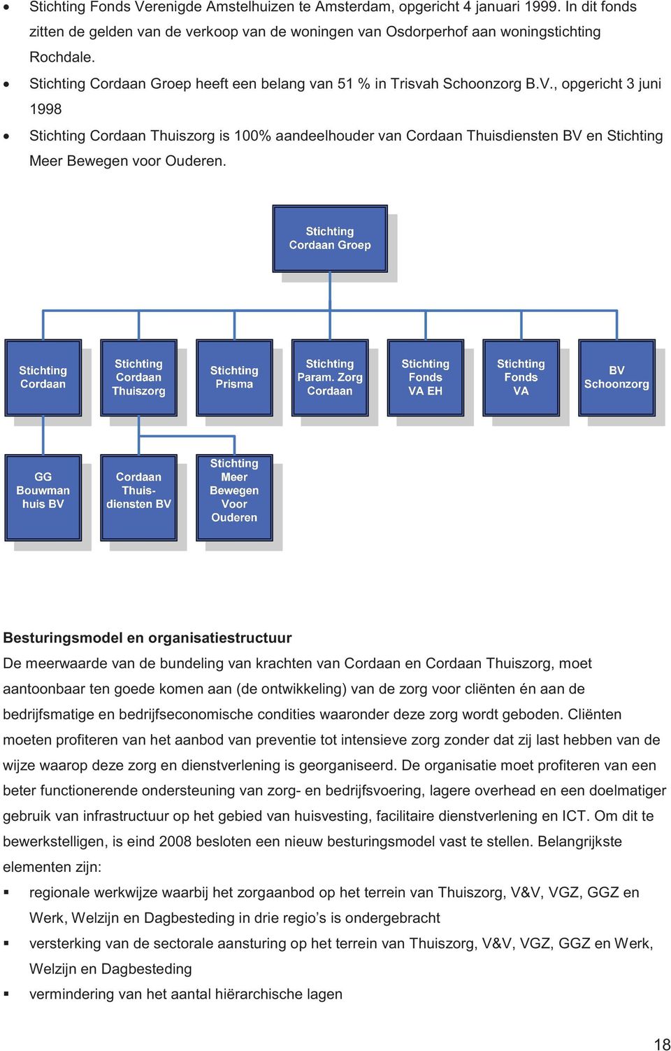 , opgericht 3 juni 1998 Stichting Cordaan Thuiszorg is 100% aandeelhouder van Cordaan Thuisdiensten BV en Stichting Meer Bewegen voor Ouderen.