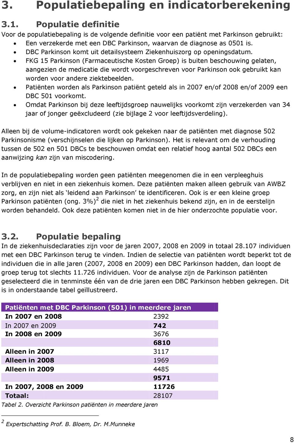 DBC Parkinson komt uit detailsysteem Ziekenhuiszorg op openingsdatum.