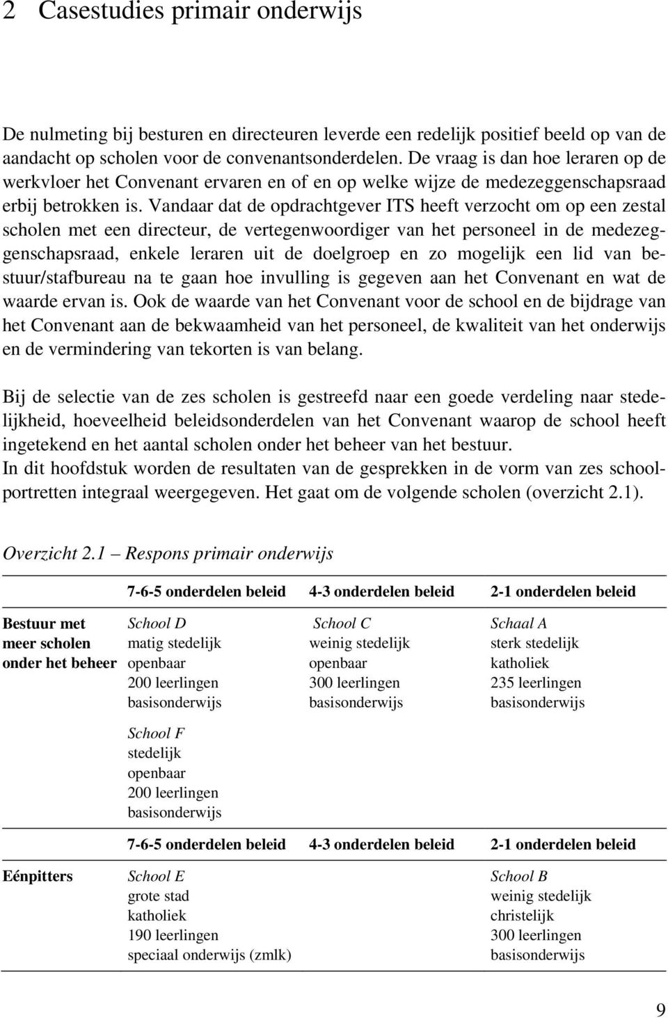 Vandaar dat de opdrachtgever ITS heeft verzocht om op een zestal scholen met een directeur, de vertegenwoordiger van het personeel in de medezeggenschapsraad, enkele leraren uit de doelgroep en zo