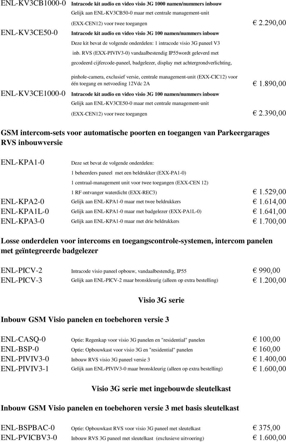 RVS (EXX-PIVIV3-0) vandaalbestendig IP55wordt geleverd met gecodeerd cijfercode-paneel, badgelezer, display met achtergrondverlichting, pinhole-camera, exclusief versie, centrale management-unit