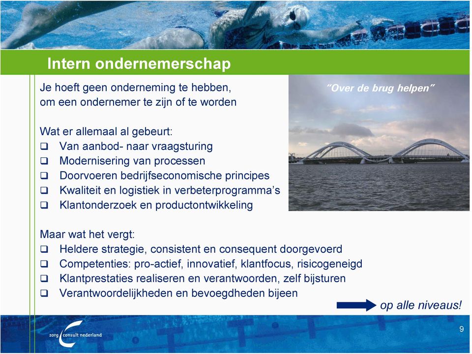 Klantonderzoek en productontwikkeling Maar wat het vergt: Heldere strategie, consistent en consequent doorgevoerd Competenties: pro-actief,