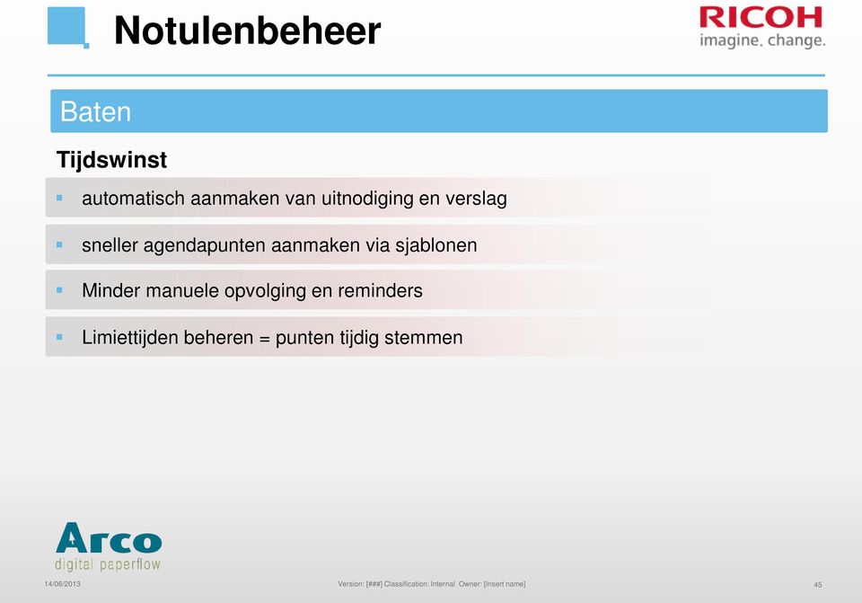 opvolging en reminders Limiettijden beheren = punten tijdig stemmen